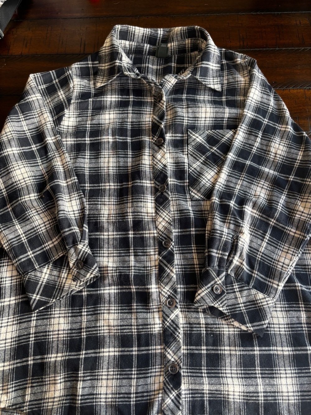 Wild Fable World Market Black and White Plaid Shirt